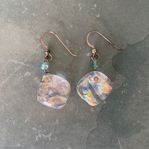 Fun clear and blue glass earrings